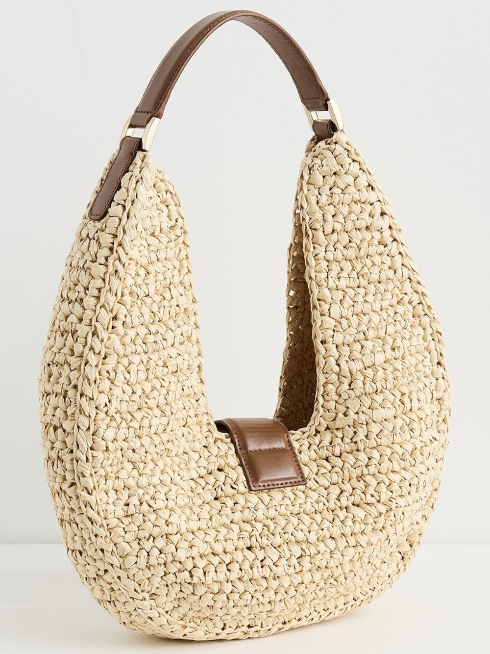 Anine Bing Raffia Lou Shoulder Bag Beach Purse Vacation Handbag Monogram NWT - Picture 3 of 12